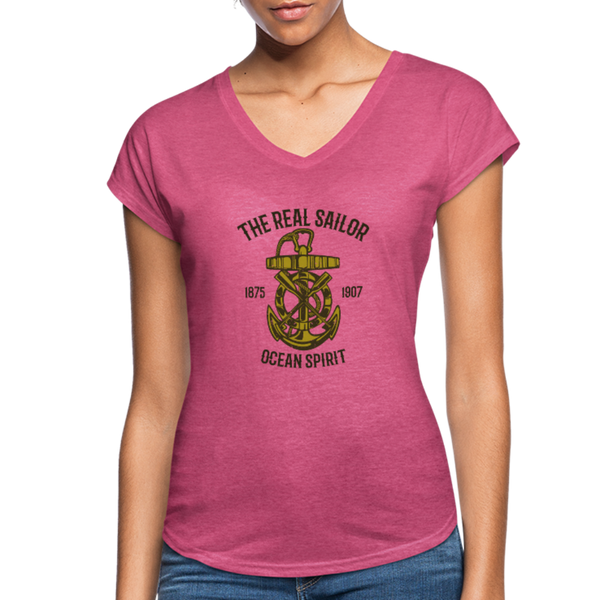 Women's Tri-Blend V-Neck T-Shirt - heather raspberry