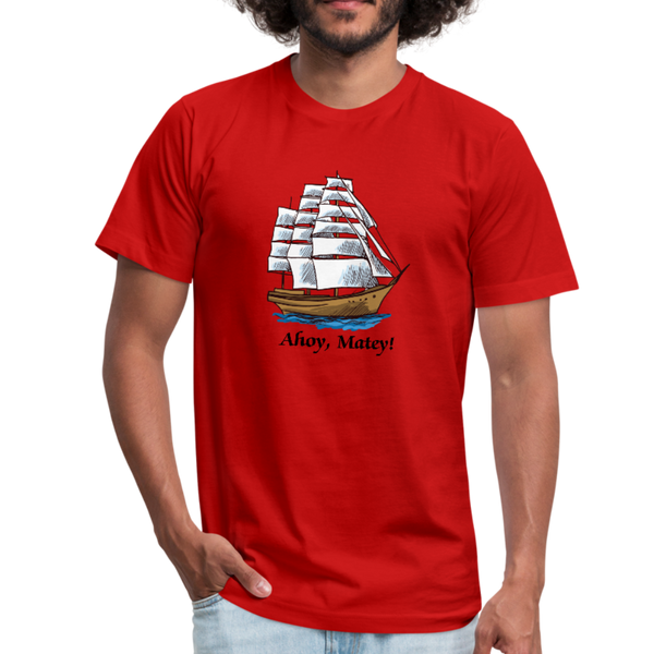 Ahoy, Matey!  Sailing Ship Jersey Bella T-Shirt - red