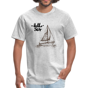 Hello Sea/Sail Boat Workwear T-Shirt - heather gray