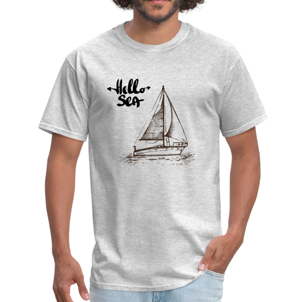 Hello Sea/Sail Boat Workwear T-Shirt - heather gray