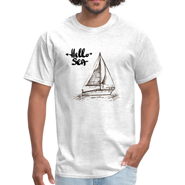 Hello Sea/Sail Boat Workwear T-Shirt - light heather gray