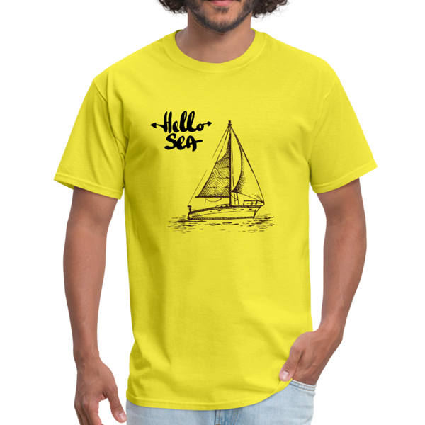 Hello Sea/Sail Boat Workwear T-Shirt - yellow