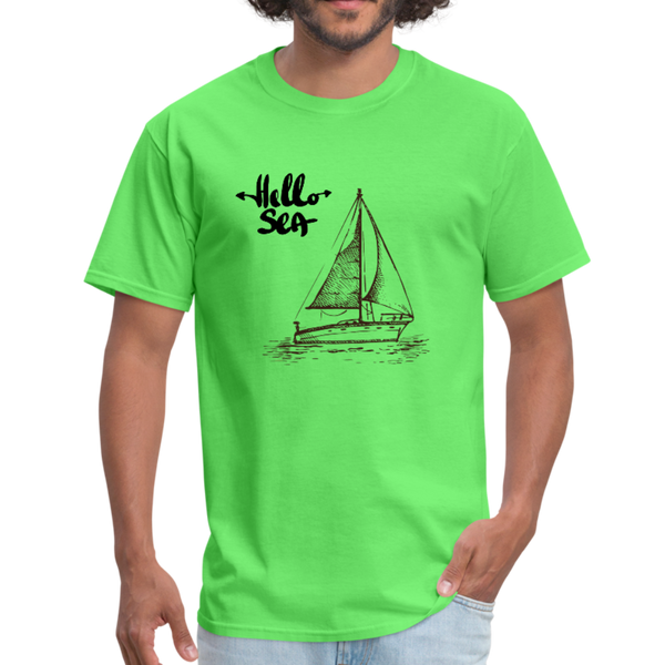 Hello Sea/Sail Boat Workwear T-Shirt - kiwi