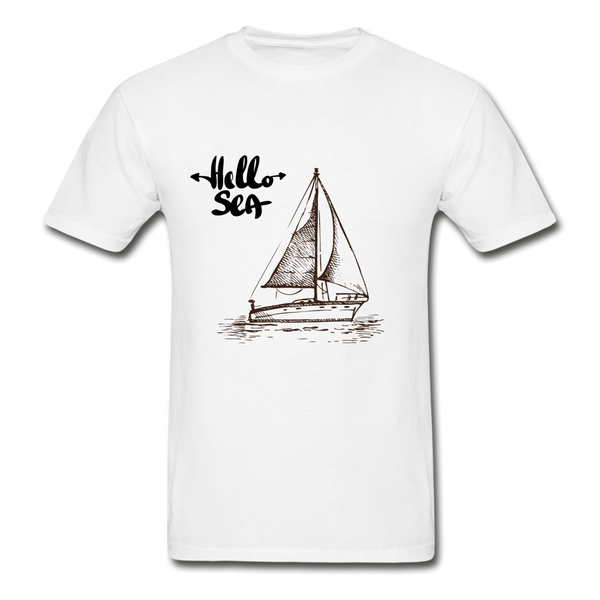 Hello Sea/Sail Boat Gildan Ultra Cotton T-Shirt - white