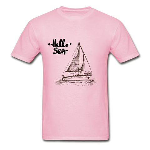 Hello Sea/Sail Boat Gildan Ultra Cotton T-Shirt - light pink