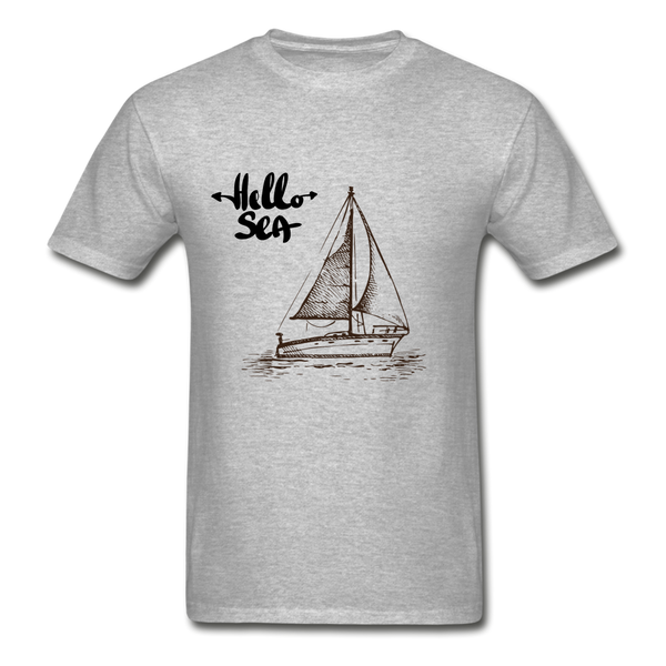 Hello Sea/Sail Boat Gildan Ultra Cotton T-Shirt - heather gray