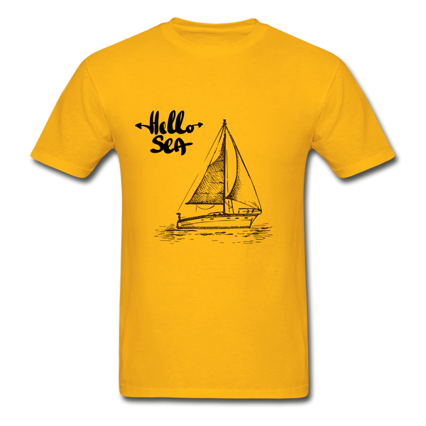 Hello Sea/Sail Boat Gildan Ultra Cotton T-Shirt - gold