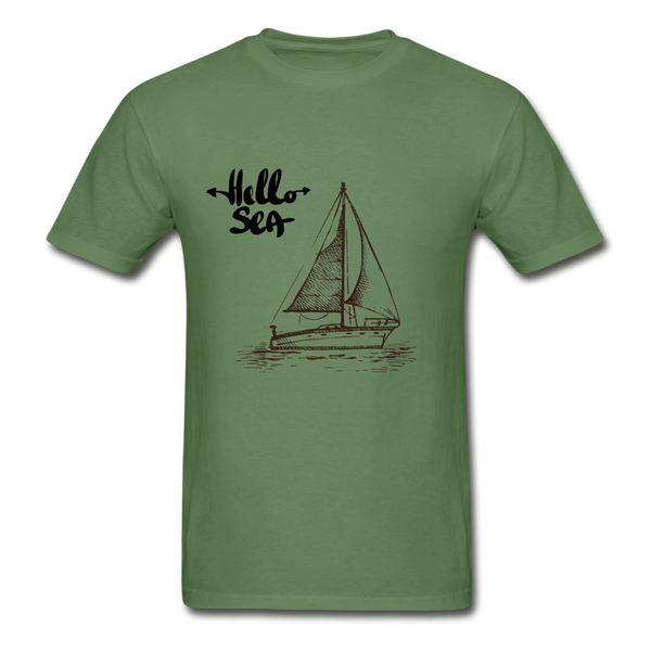 Hello Sea/Sail Boat Gildan Ultra Cotton T-Shirt - military green