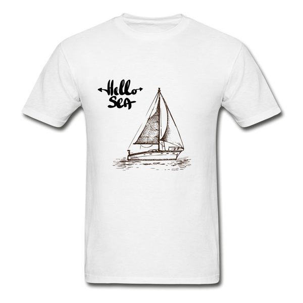 Hello Sea / Sail Boat Hanes Tagless T-Shirt - white