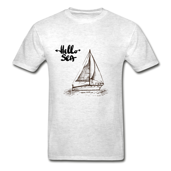 Hello Sea / Sail Boat Hanes Tagless T-Shirt - light heather gray