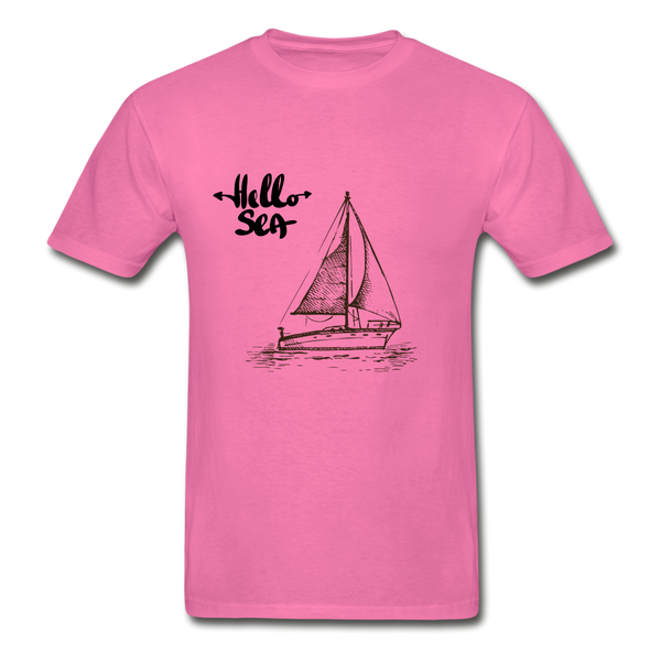 Hello Sea / Sail Boat Hanes Tagless T-Shirt - hot pink