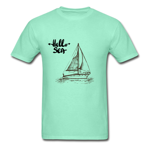 Hello Sea / Sail Boat Hanes Tagless T-Shirt - deep mint