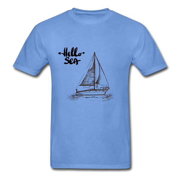 Hello Sea / Sail Boat Hanes Tagless T-Shirt - carolina blue