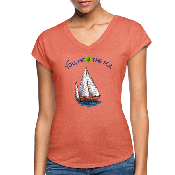 You, Me & The Sea V-Neck T-Shirt - heather bronze