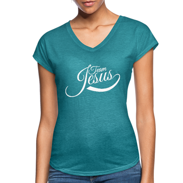 Women's Tri-Blend V-Neck T-Shirt - heather turquoise