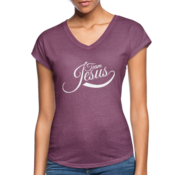 Women's Tri-Blend V-Neck T-Shirt - heather plum