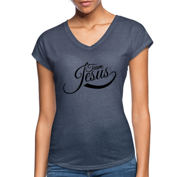 Women's Tri-Blend V-Neck T-Shirt - navy heather