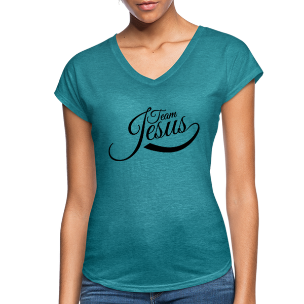 Women's Tri-Blend V-Neck T-Shirt - heather turquoise