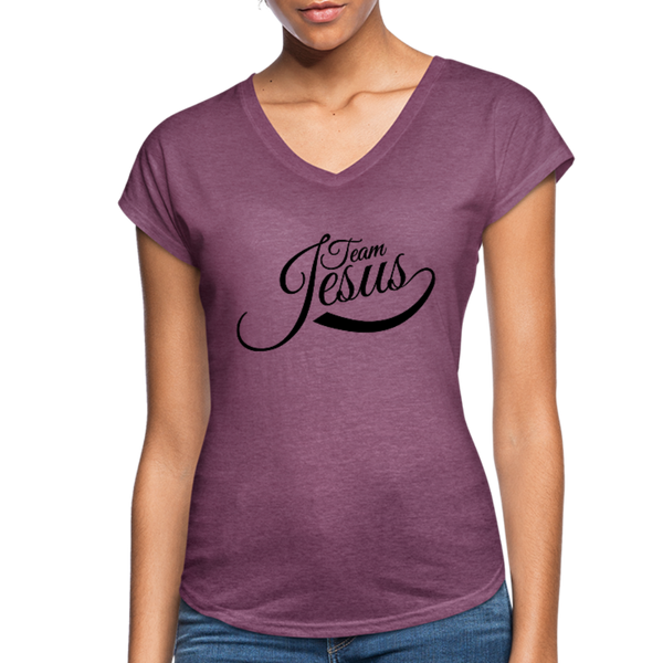 Women's Tri-Blend V-Neck T-Shirt - heather plum