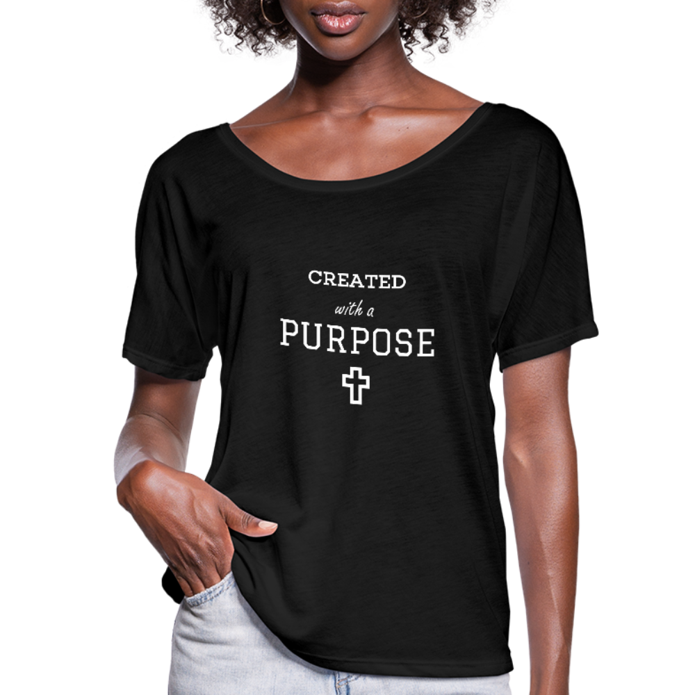 Created With A Purpose Flowy T-Shirt - black