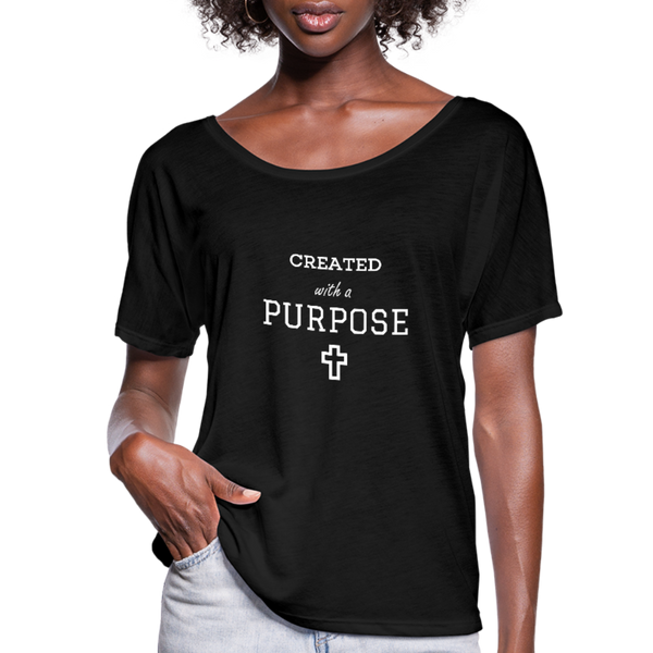 Created With A Purpose Flowy T-Shirt - black