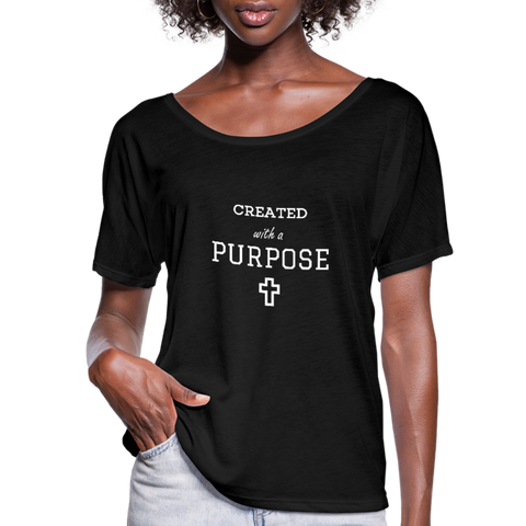 Created With A Purpose Flowy T-Shirt - black