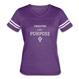 Created With A Purpose Vintage Sport T-Shirt - vintage purple/white