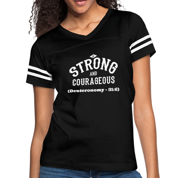 Be Strong And Courageous Vintage Sport T-Shirt - black/white