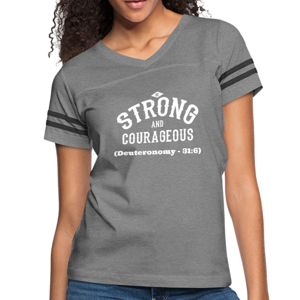 Be Strong And Courageous Vintage Sport T-Shirt - heather gray/charcoal