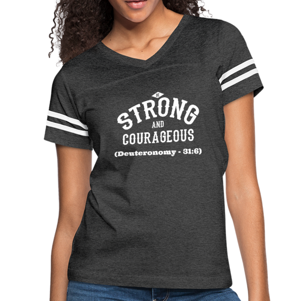 Be Strong And Courageous Vintage Sport T-Shirt - vintage smoke/white