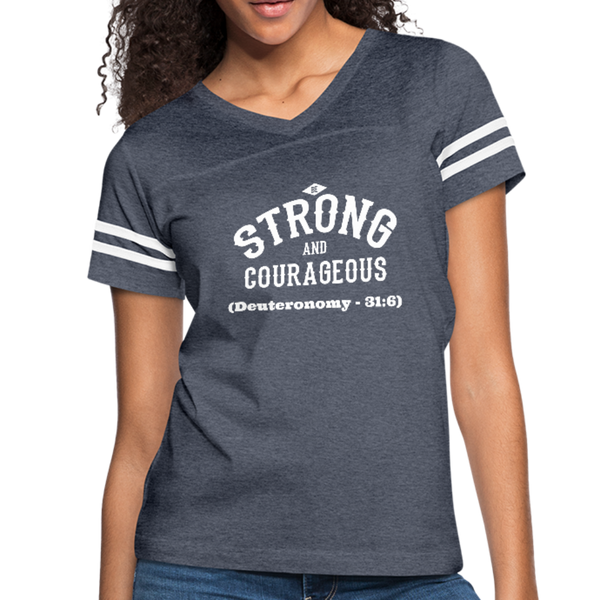 Be Strong And Courageous Vintage Sport T-Shirt - vintage navy/white