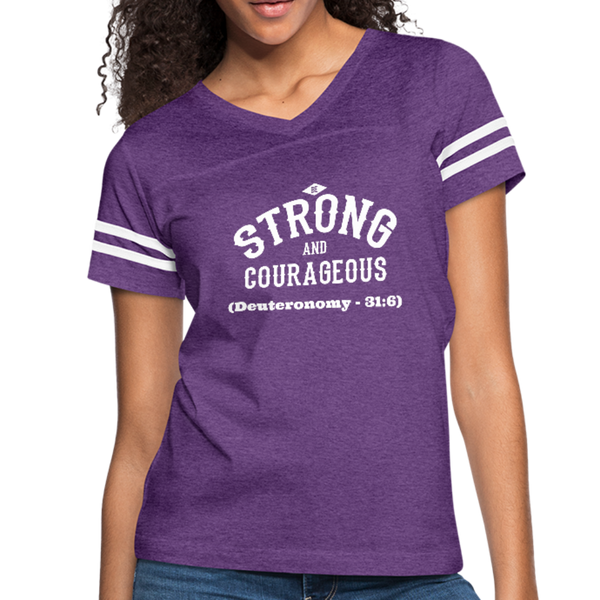 Be Strong And Courageous Vintage Sport T-Shirt - vintage purple/white