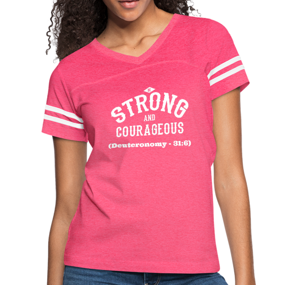 Be Strong And Courageous Vintage Sport T-Shirt - vintage pink/white