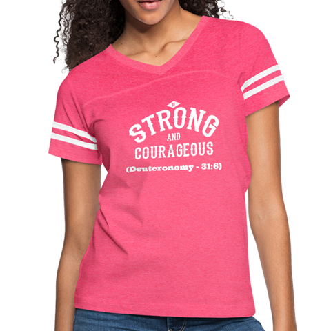 Be Strong And Courageous Vintage Sport T-Shirt - vintage pink/white