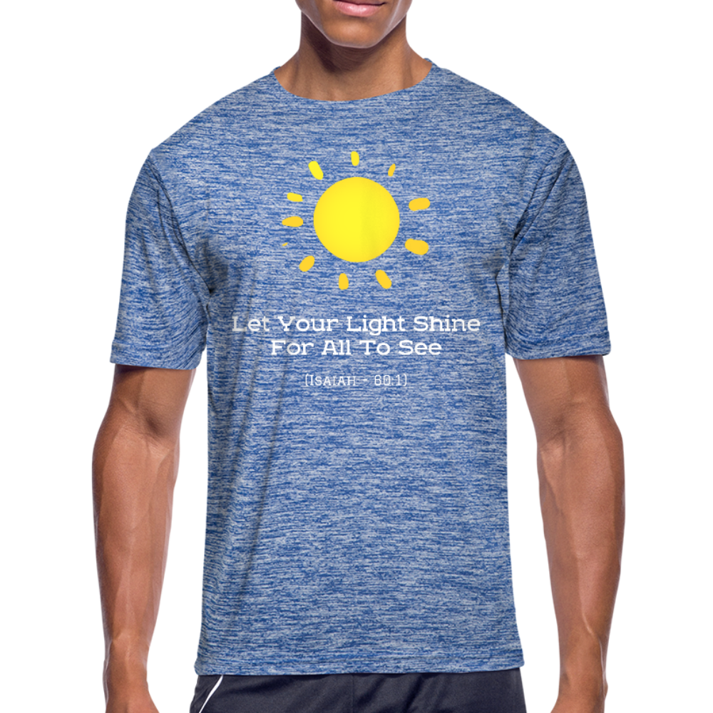 Let Your Light Shine Moisture Wicking T-Shirt - heather blue