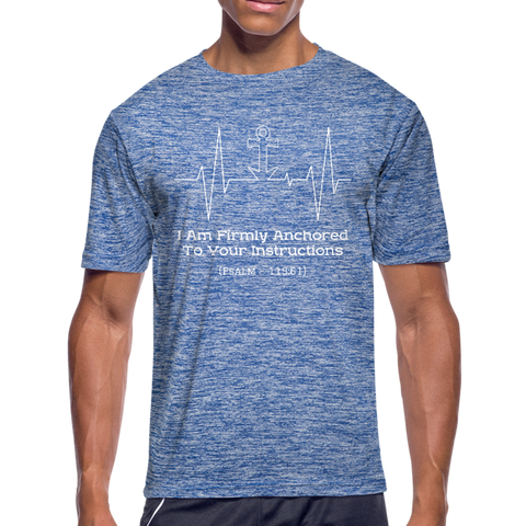 I Am Firmly Anchored Moisture Wicking T-Shirt - heather blue