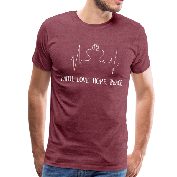 Faith, Love, Hope, Peace Premium T-Shirt - heather burgundy