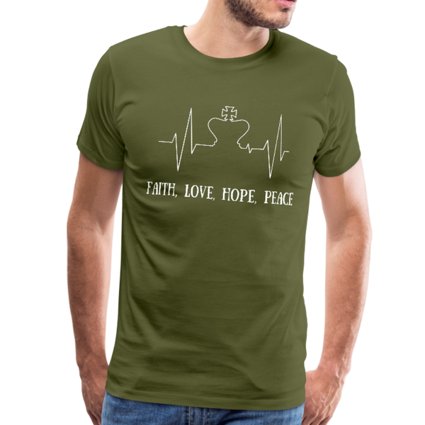 Faith, Love, Hope, Peace Premium T-Shirt - olive green