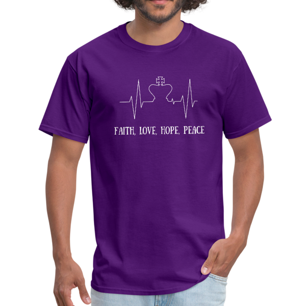 Faith, Love, Hope, Peace Workwear T-Shirt - purple