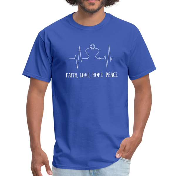 Faith, Love, Hope, Peace Workwear T-Shirt - royal blue