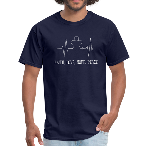 Faith, Love, Hope, Peace Workwear T-Shirt - navy