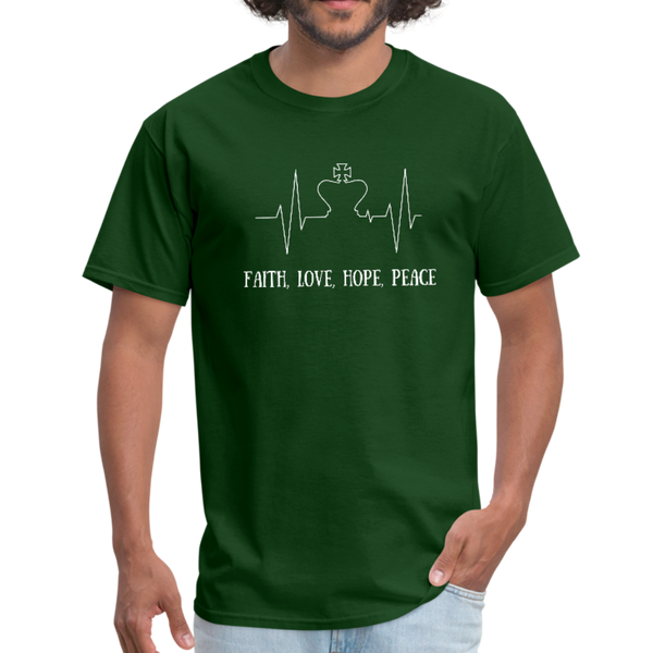 Faith, Love, Hope, Peace Workwear T-Shirt - forest green