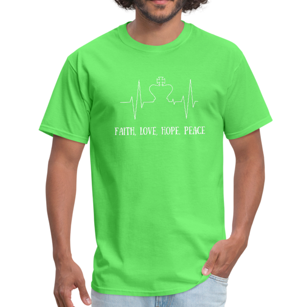 Faith, Love, Hope, Peace Workwear T-Shirt - kiwi