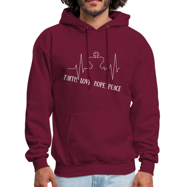 Faith, Love, Hope, Peace Hoodie - burgundy