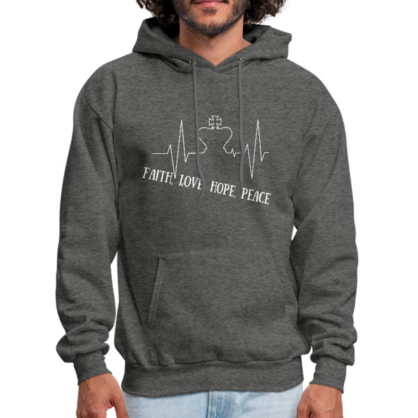 Faith, Love, Hope, Peace Hoodie - charcoal gray