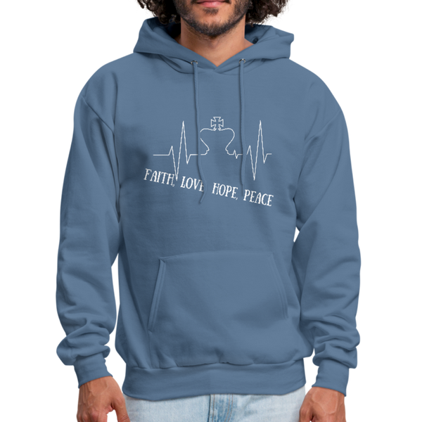 Faith, Love, Hope, Peace Hoodie - denim blue