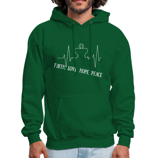 Faith, Love, Hope, Peace Hoodie - forest green