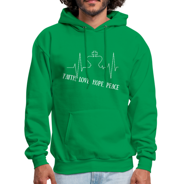 Faith, Love, Hope, Peace Hoodie - kelly green