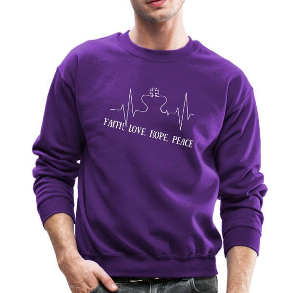 Faith, Love, Hope, Peace Crewneck Sweatshirt - purple