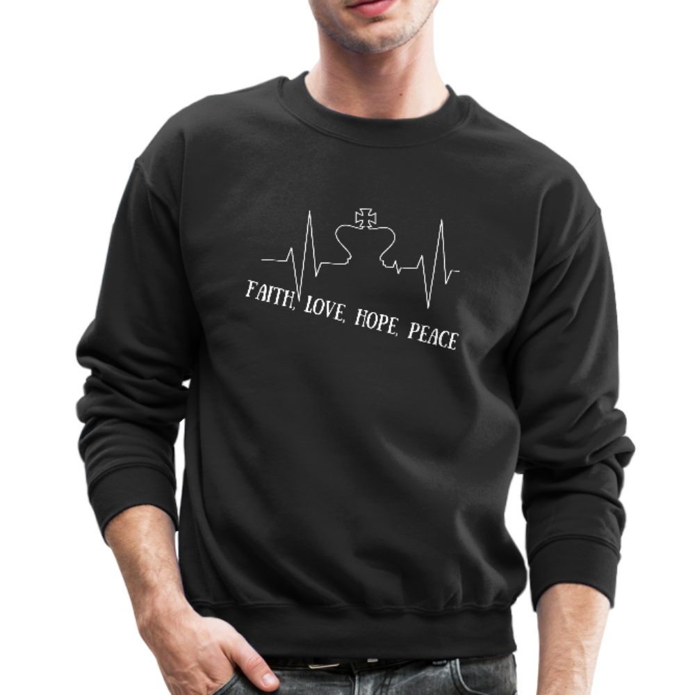 Faith, Love, Hope, Peace Crewneck Sweatshirt - black